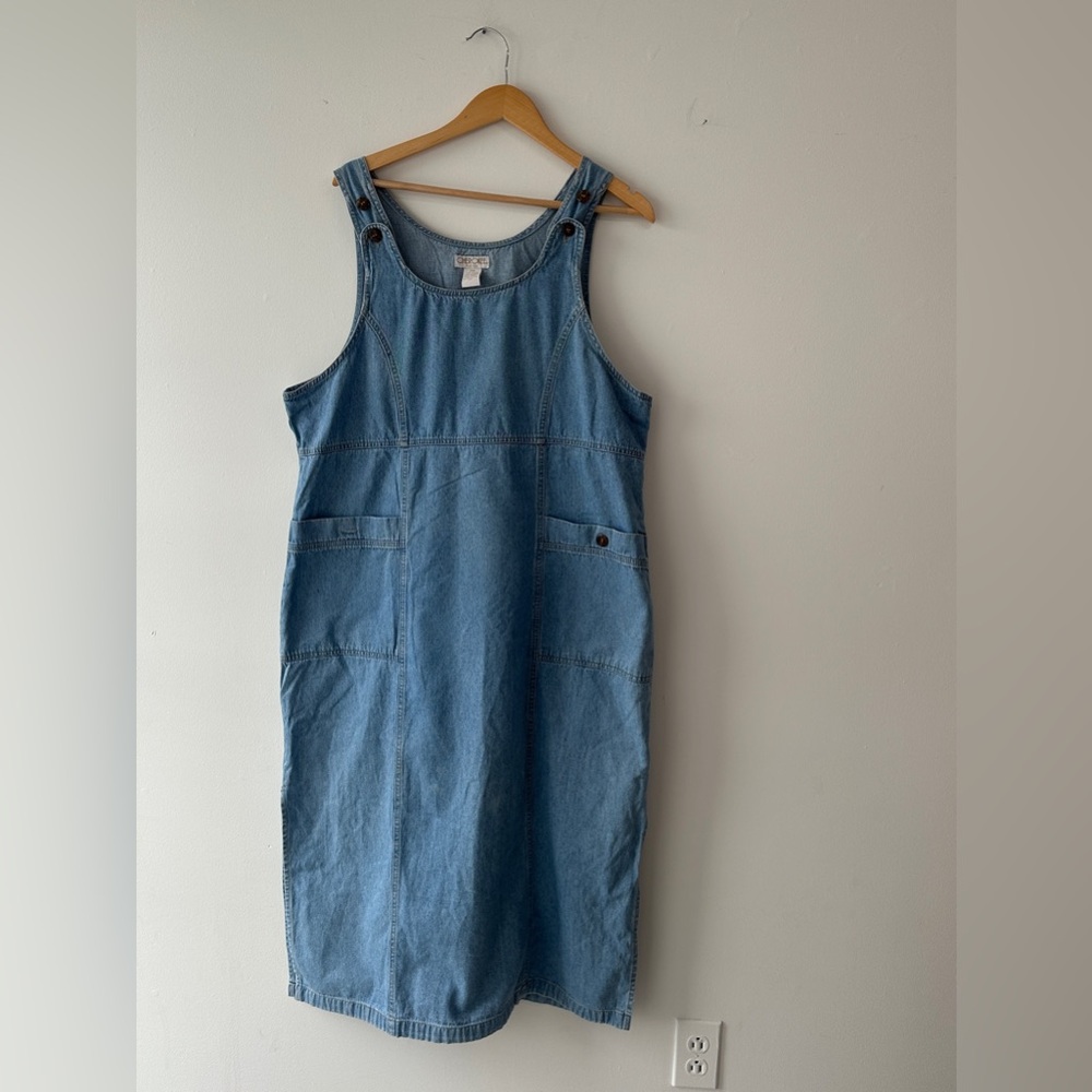 Vintage Cherokee Denim Jumper Dress-Light Wash Denim-Adjustable Straps- Size 18w